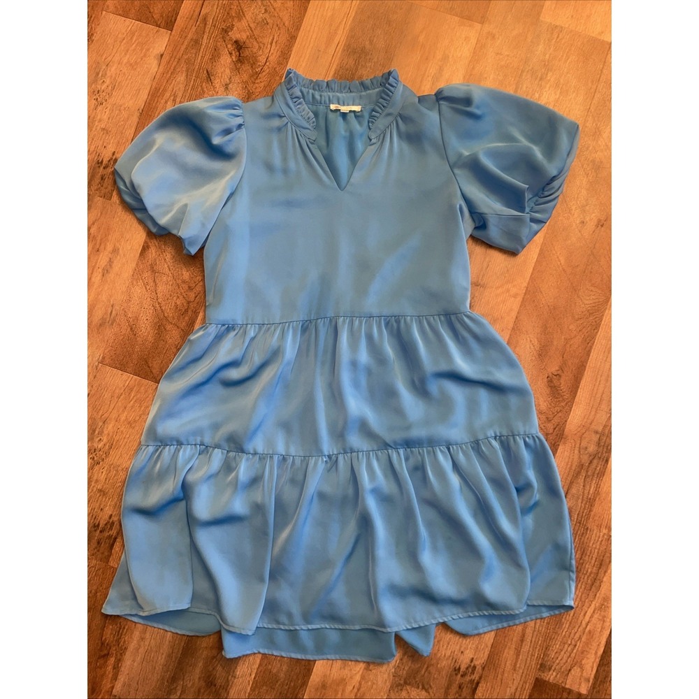 Jade By Melody Tam Puff Sleeve Babydoll Dress Knee Length EXCELLENT Polyester XS